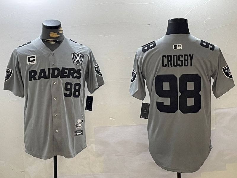 Men Oakland Raiders #98 Crosby Grey five generations 2024 Nike Limited NFL Jersey style 2